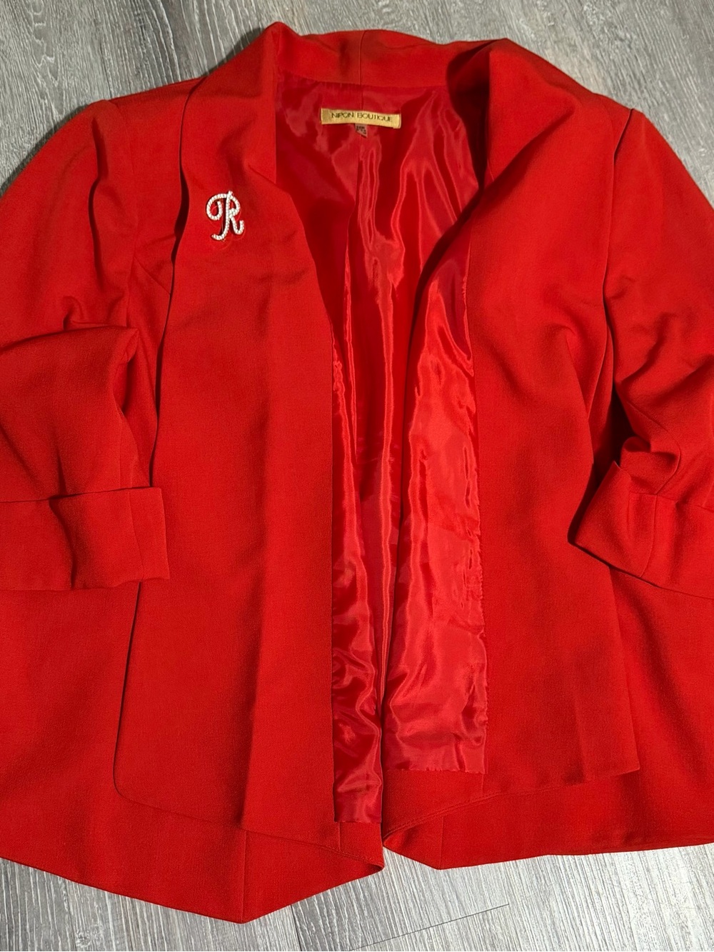 Nipon Boutique Red Open-Front Women's Blazer